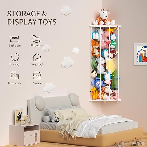 Miniatura 6 de Corner Stuffed Animal Storage Toy Organizer - Kids Room Stuffed Animal Holder Length Adjustable Plushie Toys Shelf - Large Corner Plush Toys Storage
