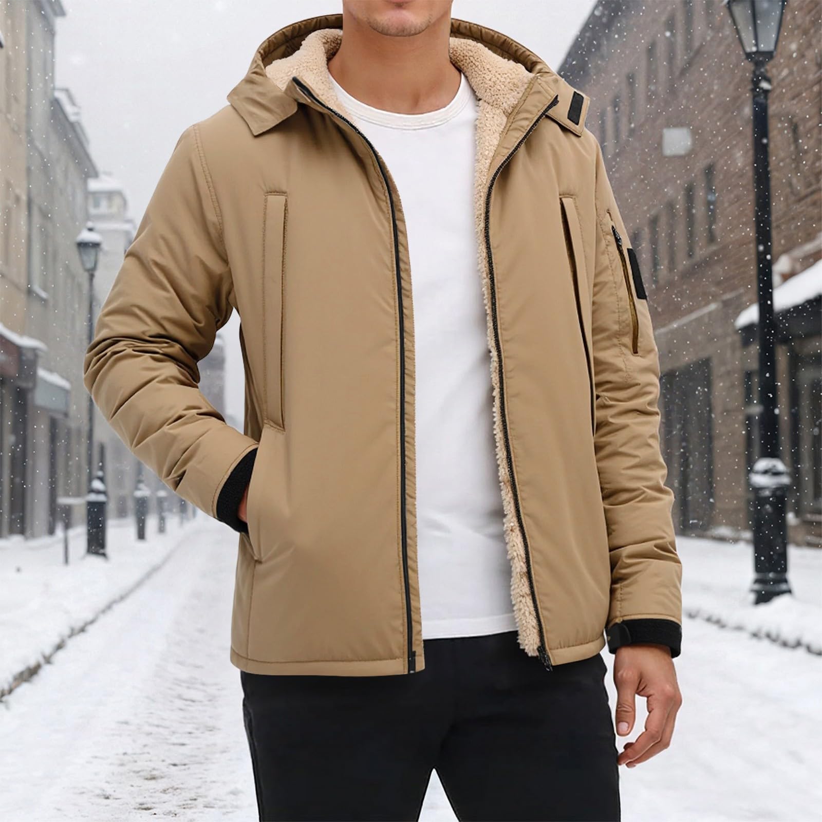 Forro Polar Hombre Tallas Grandes - Chaqueta de Forro Polar Grueso con Capucha, Bolsillos Delanteros, Cremallera Completa, Abrigo Suave y cálido para Exteriores.