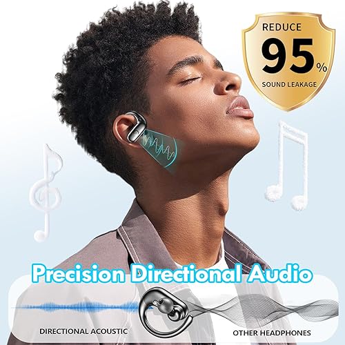Miniatura 6 de kurdene Auriculares Inalámbricos Bluetooth Deportivos, Auriculares Sobre la Oreja con Sonido de Graves Profundos, 60 Horas de Reproducción