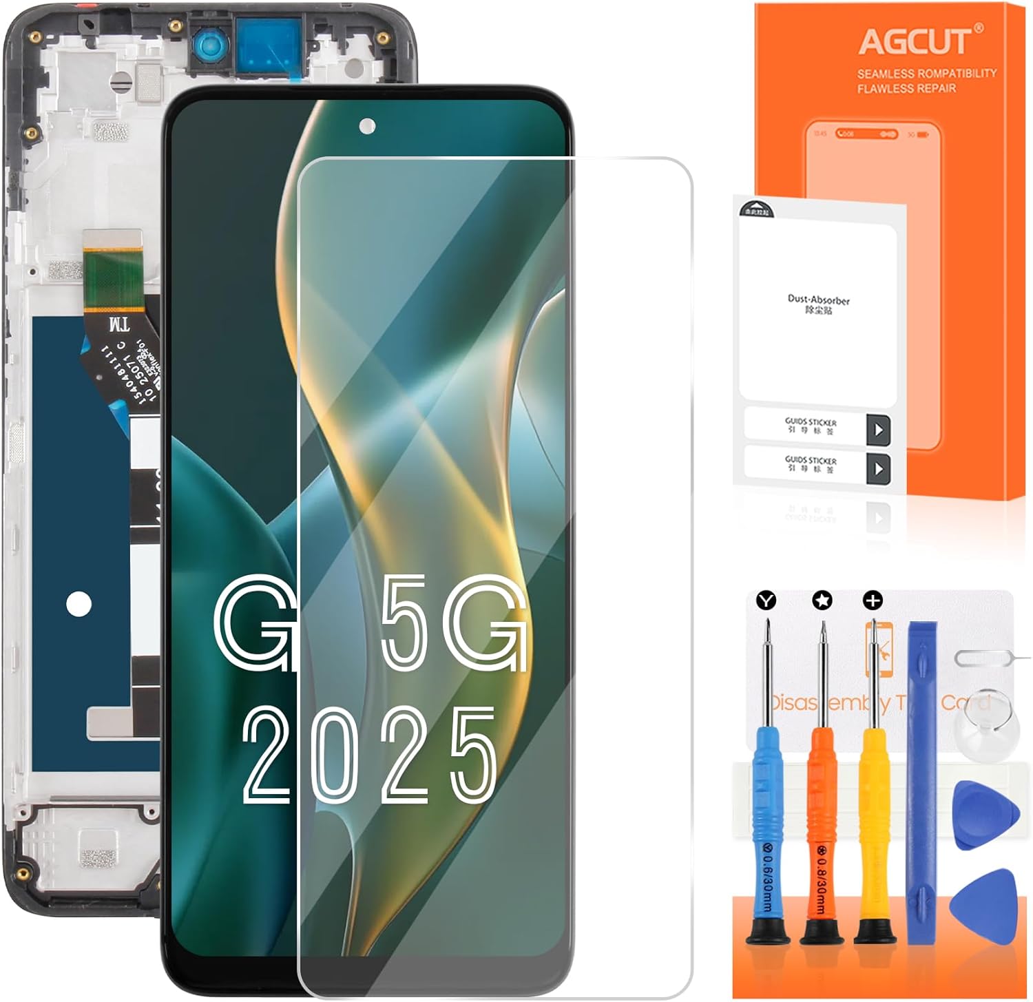 for Moto G 5G 2025 Screen Replacement for Moto G 5G 2025 LCD Display XT2513 XT2513-1 for Motorola xt2513-1 LCD Digitizer Touch Screen Assembly Repair Part with Frame