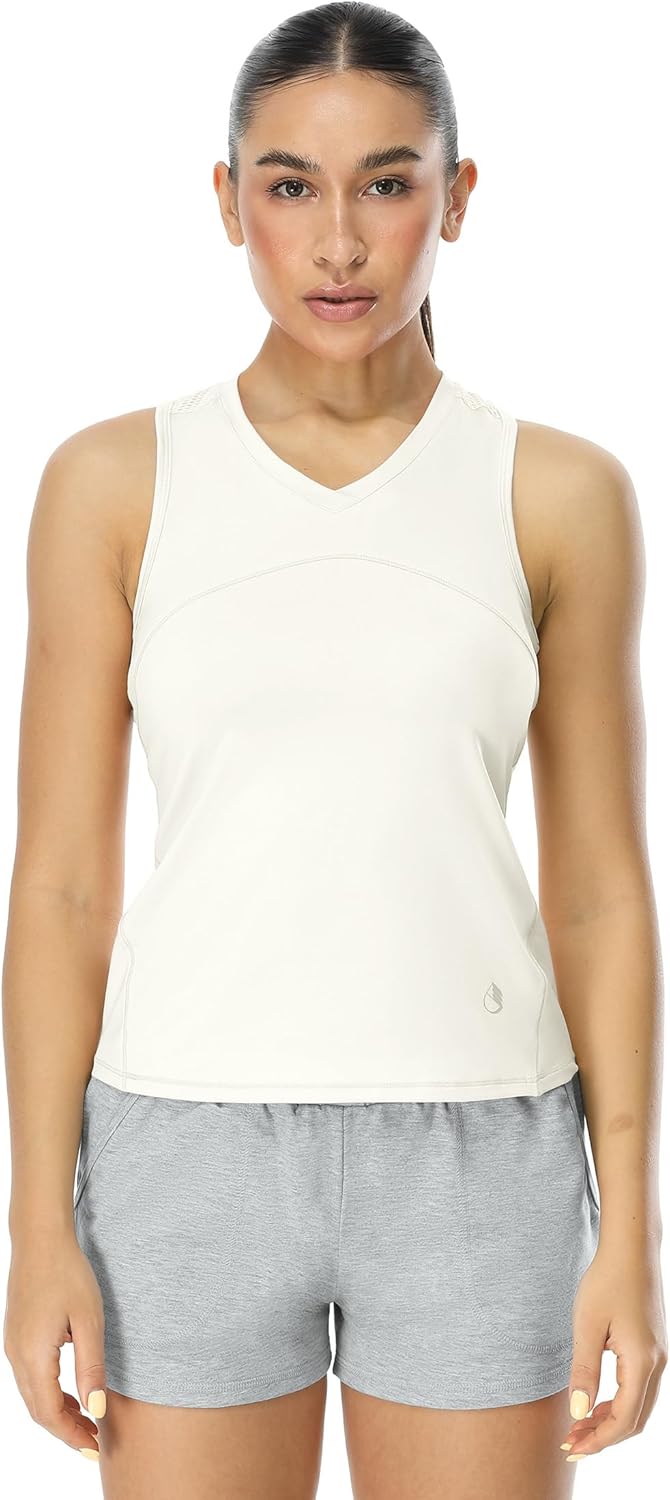 icyzone Racerback Workout Tank Tops for Women, V Neck Quick Dry Gym Athletic Yoga Exercise Running Shirts - Image 2