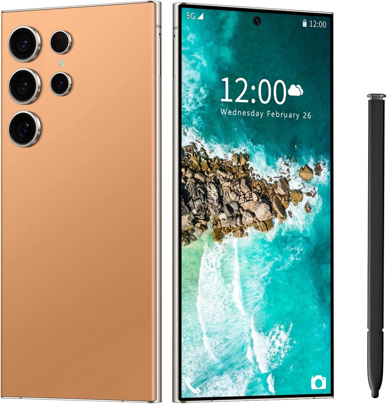 I23 Ultra Unlocked Cell Phone,Built in Pen,Smartphone Battery 6800mAh 6.8" HD Screen Unlocked Phones,6+256GB Android13 with 128G Memory Card,Face ID/Fingerprint Lock/GPS (Titanium Orange)