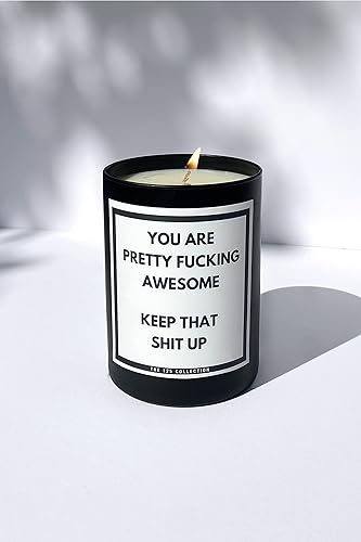 | You are Pretty F Awesome | Lavanda + salvia | 80 horas de duración | Cera de soja vegana natural | Velas perfumadas de lujo para el hogar (12