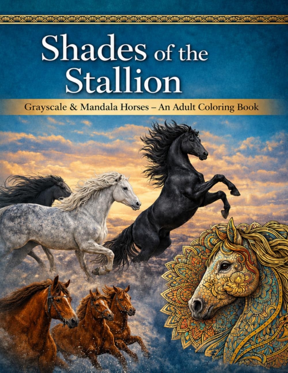 Shades of the Stallion: Grayscale & Mandala Horses – An Adult Coloring Book