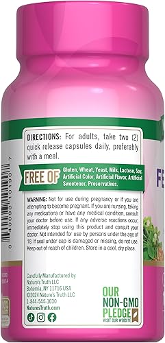 Miniatura 7 de Nature's Truth Cápsulas de semillas de fenogreco para mujeres | 2000 mg | 100 unidades | Suplemento sin OMG y sin gluten