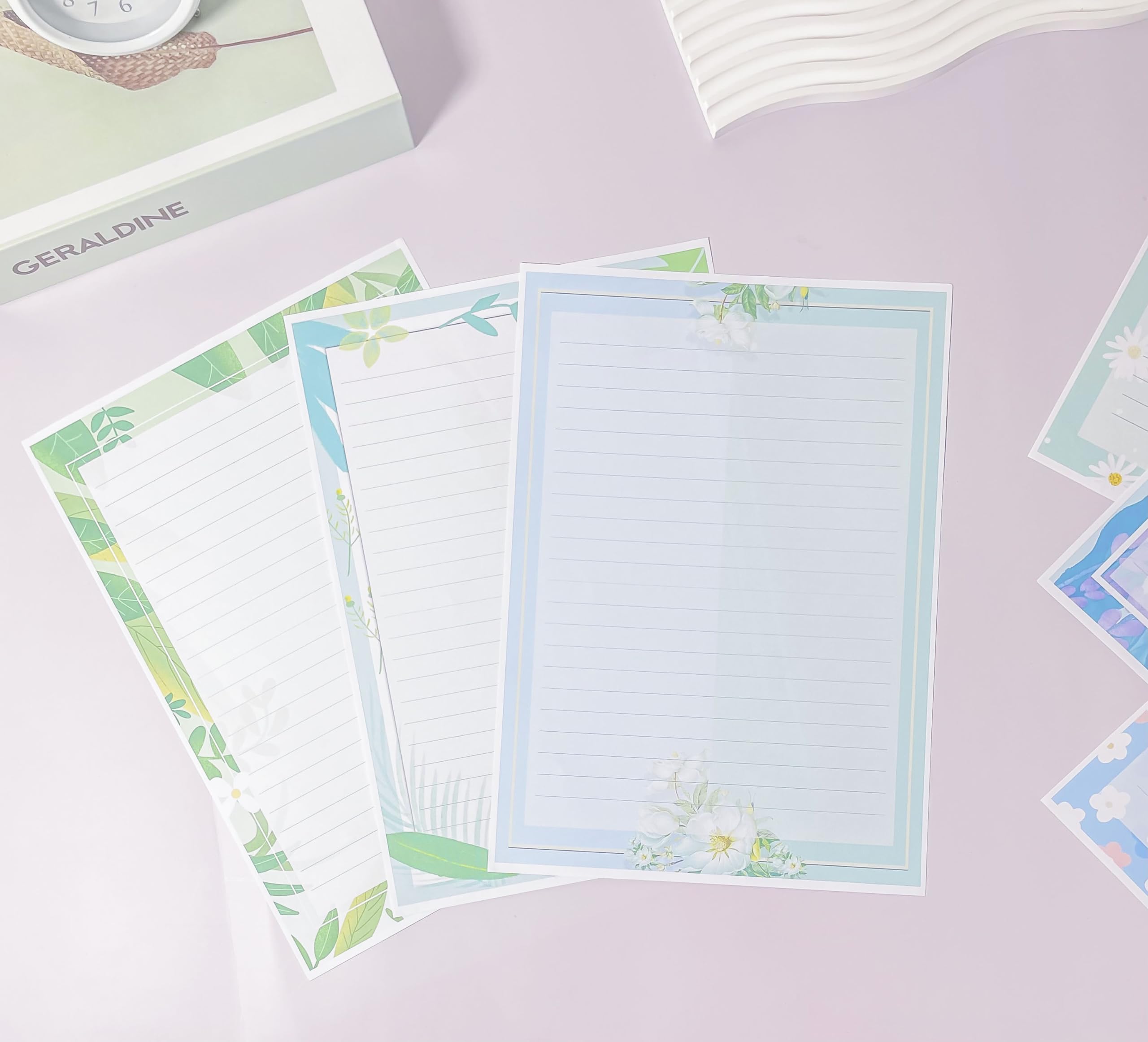 IMagicoo 60 Lined Writing Stationery Paper, Stationery Paper for Writing Letter, Notes, Invitations, Floral Writing Papers with Lines, 6 Different Style (11.7 x 8.26") - Image 7