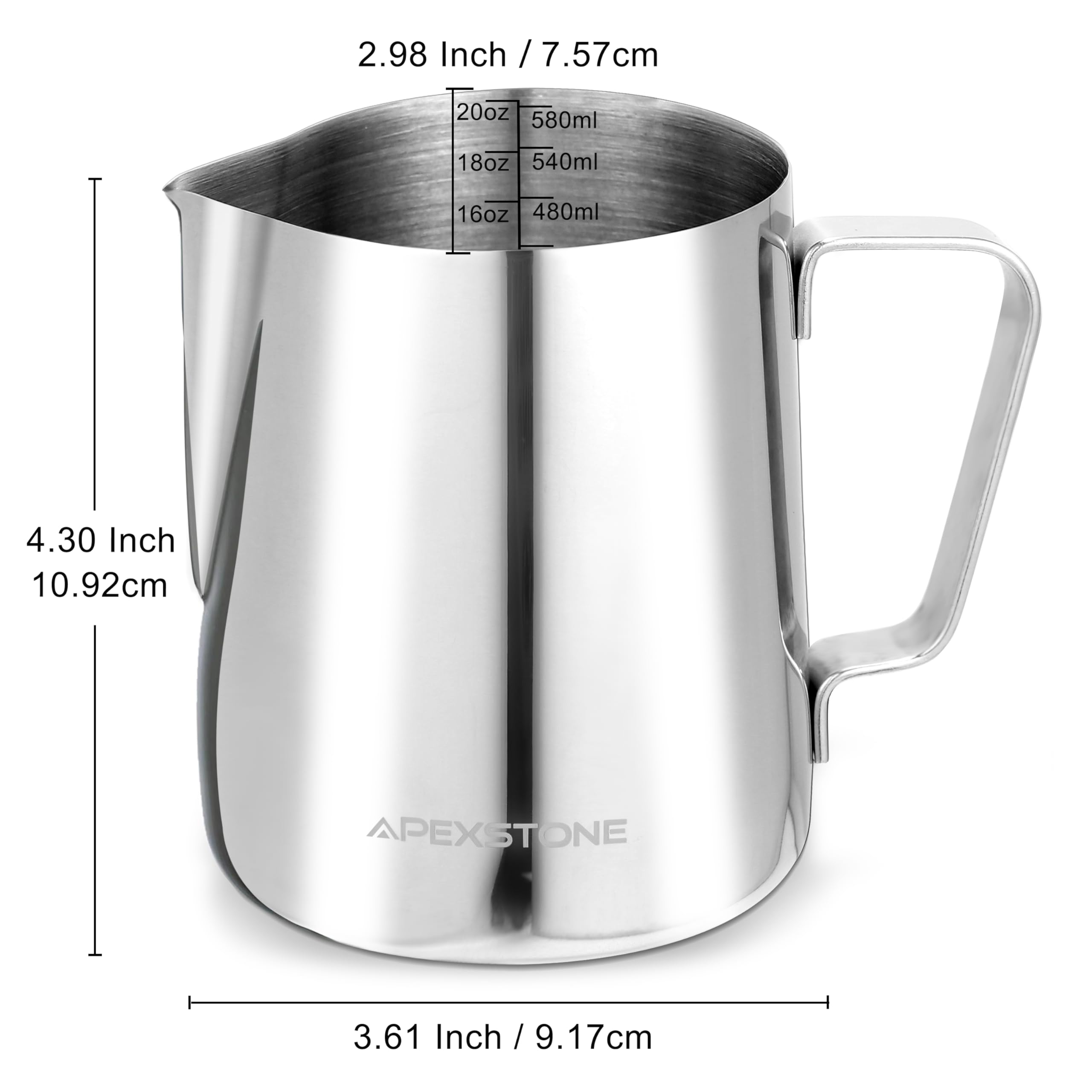 Jarra de Espuma de Leche Expreso de 20 Onzas/600 ml, Jarra de Vapor de Café, Taza de Espuma de Leche, Bolígrafo Artístico No Incluido