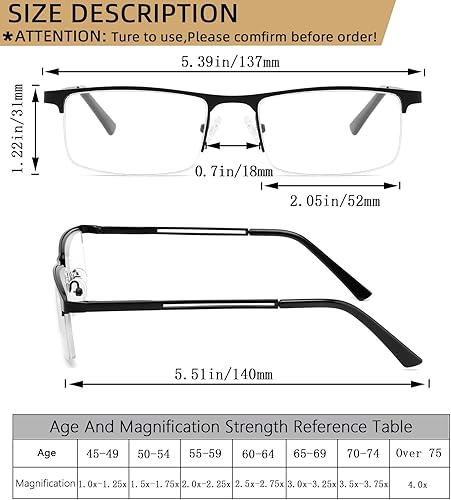 Miniatura 3 de Paquete de 4 lentes de lectura para hombre, 3.75 con bloqueo de luz azul, lentes de lectura para hombre con bisagras de resorte, antirreflejos,