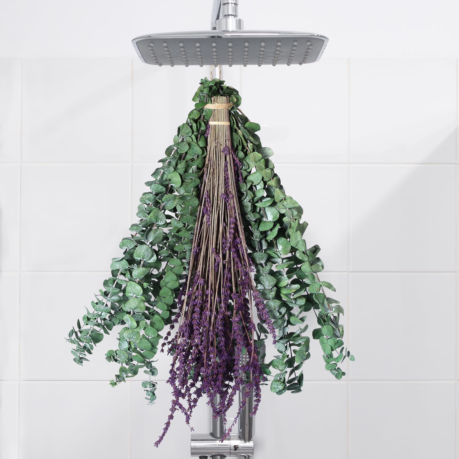 Real Eucalyptus for Shower Hanging Dried Eucalyptus Stems for Shower | 100% Made from Fresh Leaves with Natural Real Live Lavender Bundle 17'' for Bathroom Decor Home Decor Wedding Farmhouse Decor