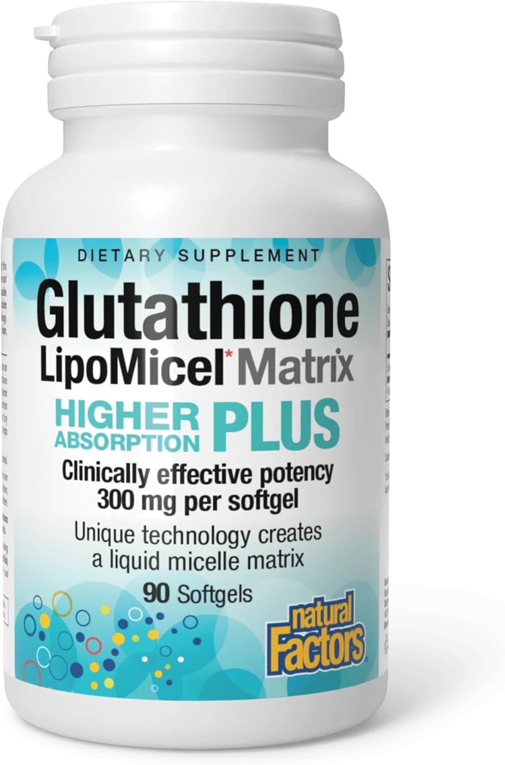 Natural Factors Glutathione LipoMicel Matrix 300 mg - Antioxidant Supplement for Healthy Aging & Immune Support - Non-GMO, Gluten-Free & Dairy-Free - 90 Softgels (45 Servings)