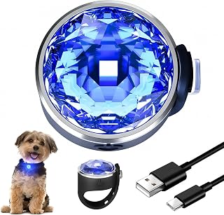 Luz recargable para perro, 7 colores intercambiables, 100% impermeable, material de silicona para durabilidad. Esta es una luz nocturna para pasear al perro., 1 Item, Plástico