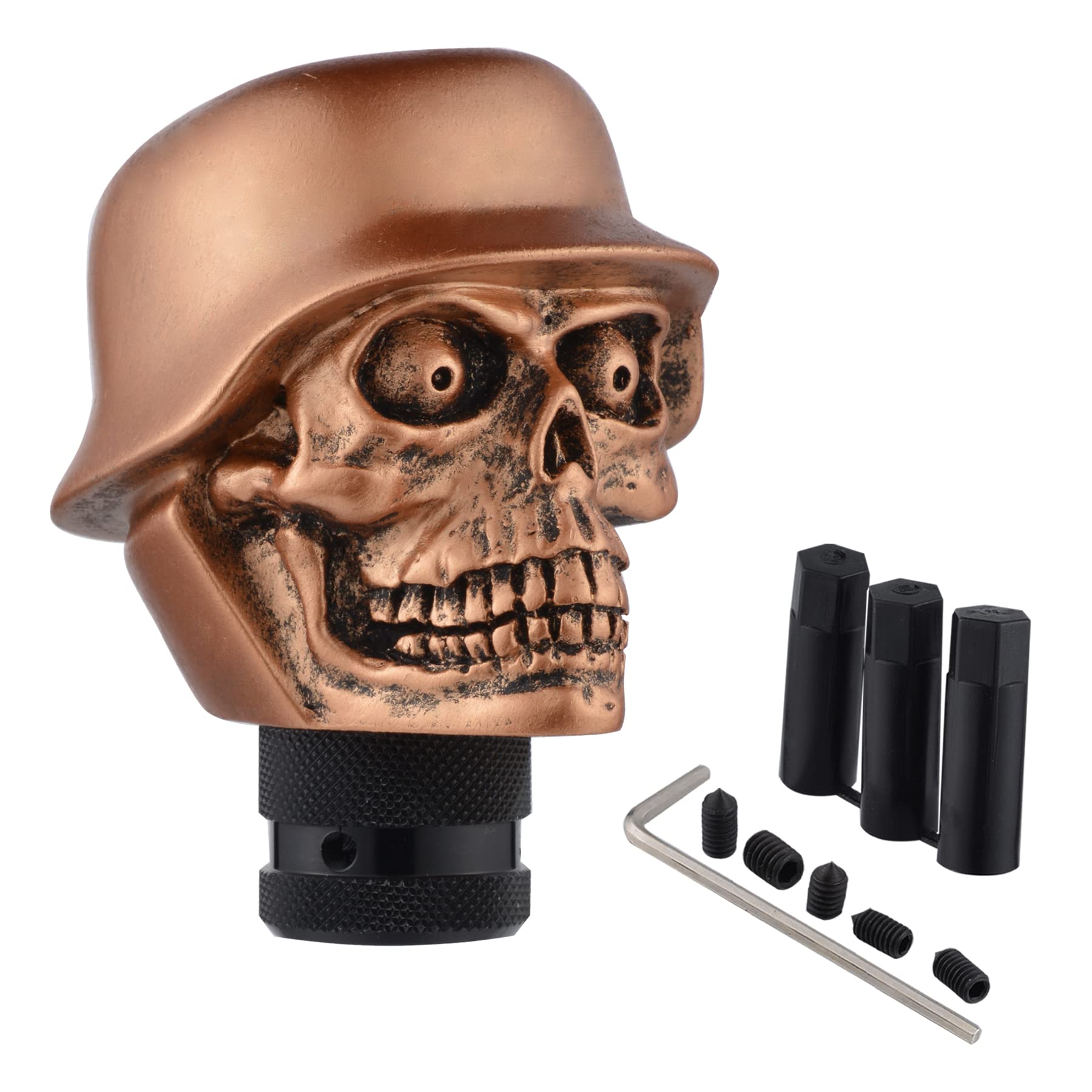 Padaodao Skull Gear Knob Devil Soldier Shift Stick Handle Shifter Lever Head for Most Manual Automatic Transmission Trucks SUV Cars, Bronze