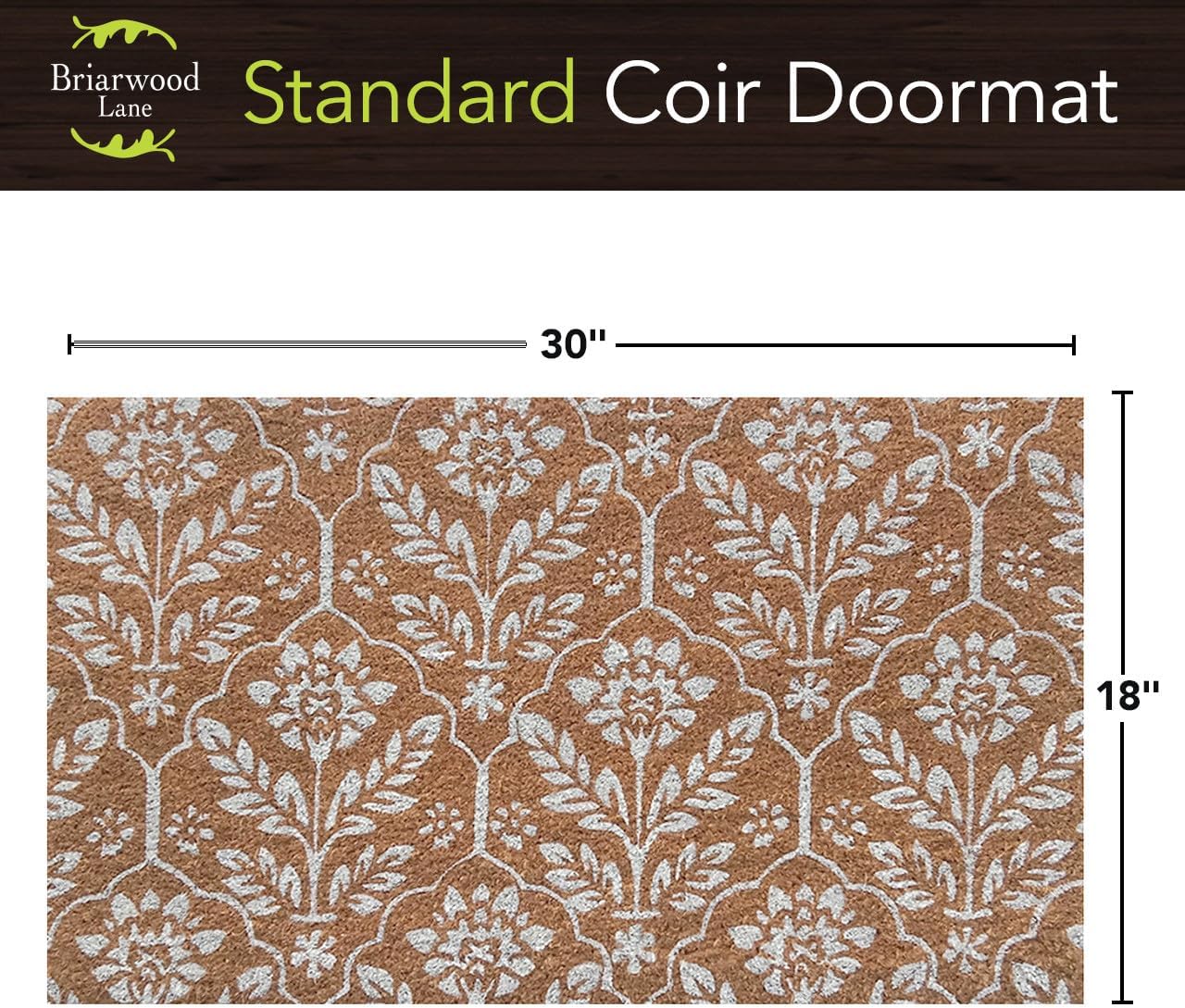 Briarwood Lane Elegant Floral Pattern Coir Doormat 18 x 30