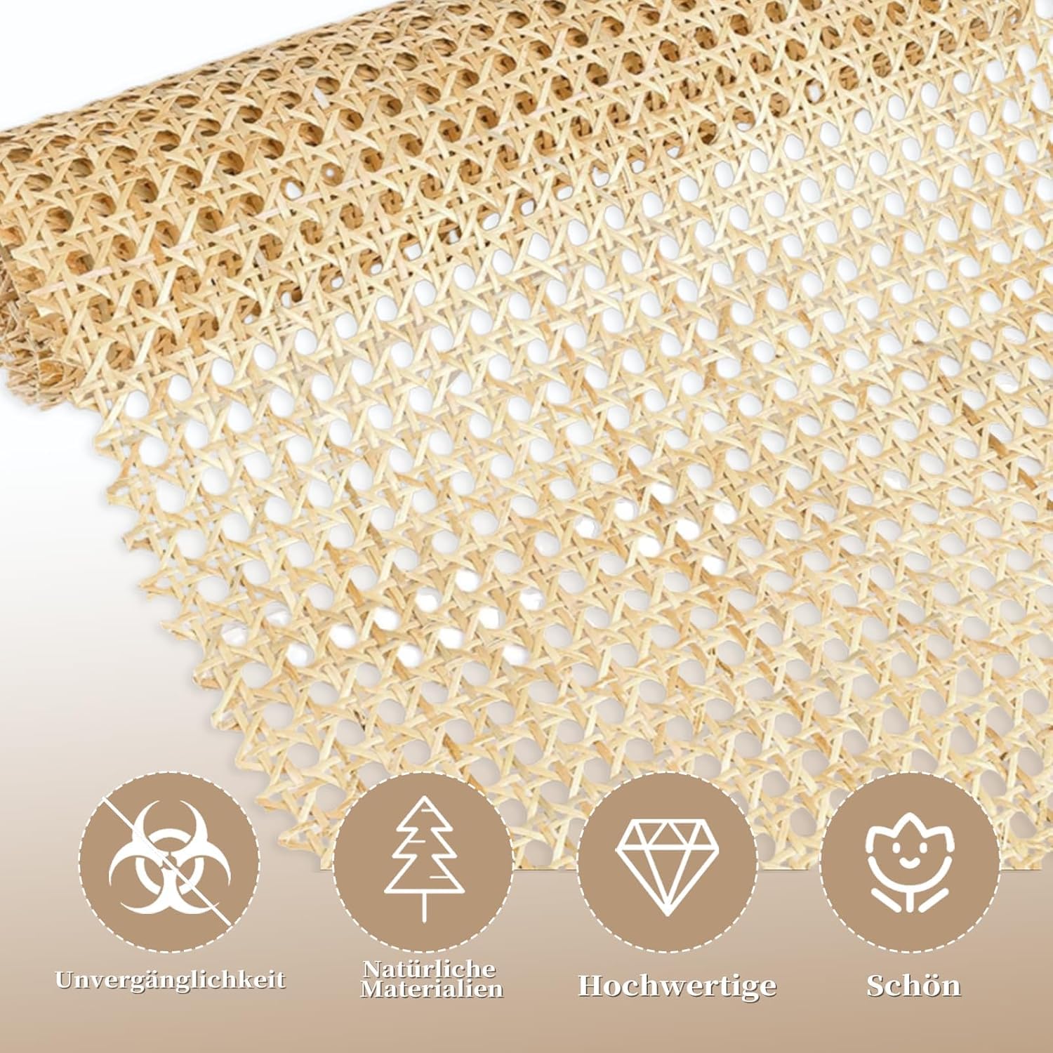 Wiener Geflecht, Rattan Gurtband 50 x 300cm Schimmelfest, PE Wabengeflecht Stuhlflechtrohr, Wasserdicht Handgemachtes Rattan Kunsthandwerk Möbeldekoration für Möbel, Stühle, Schränke