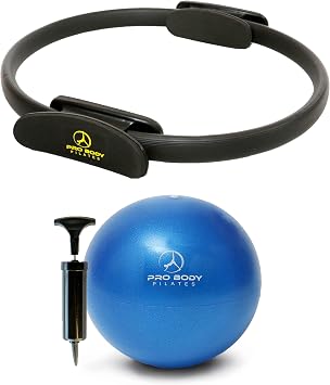حلقة ProBody Pilates وكرة تمرين صغيرة مع مضخة 2 قطعة - الدائرة السحرية وحزمة كرة Barre لتحقيق الاستقرار، والباري، واليوجا، والتدريب الأساسي والعلاج الطبيعي