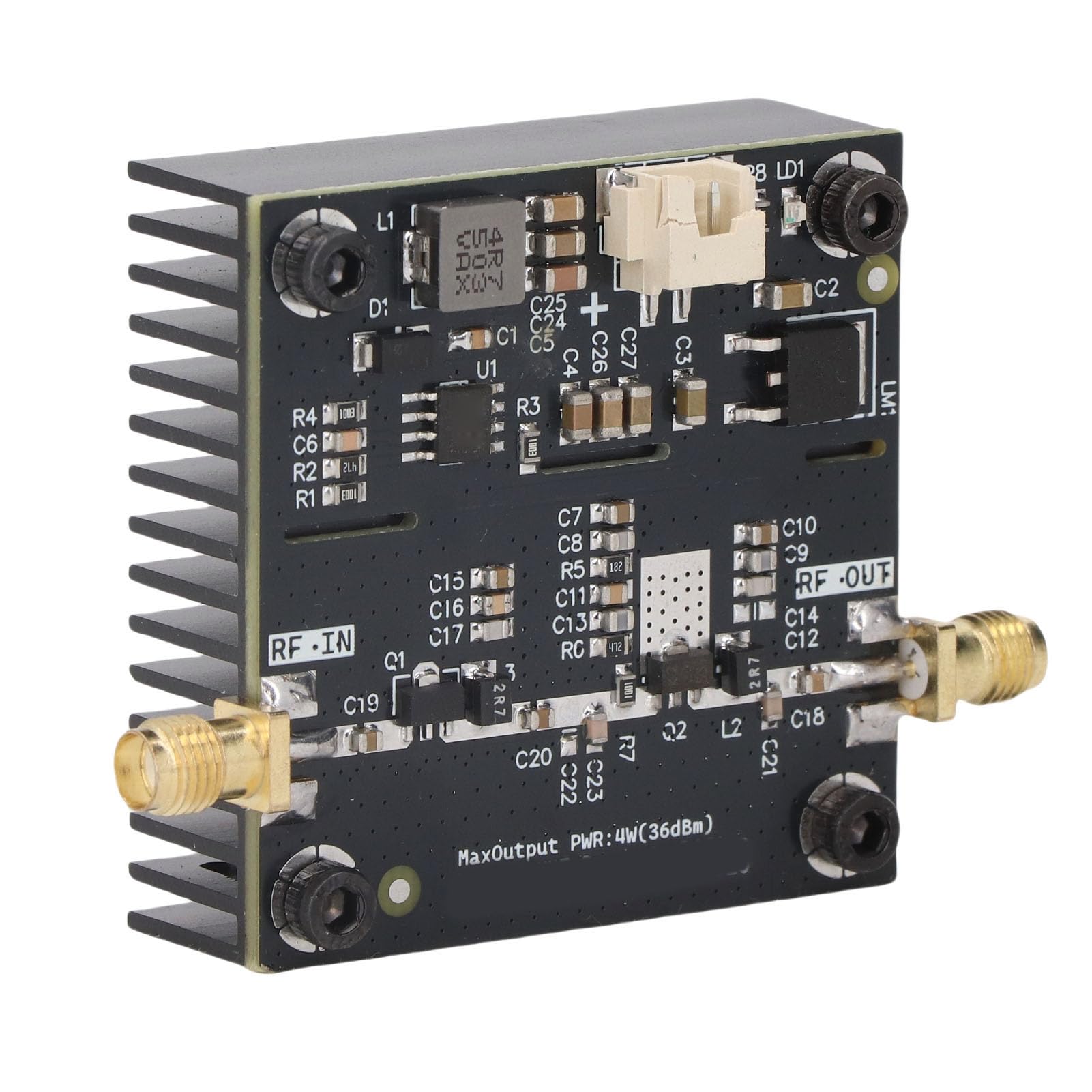 Tonysa Modulo Amplificatore di Potenza RF VHF UHF 0.5-800MHz Scheda Amplificatore di Potenza a Radiofrequenza 35-37dBm Guadagno 40dB per Trasmettitore FM HF