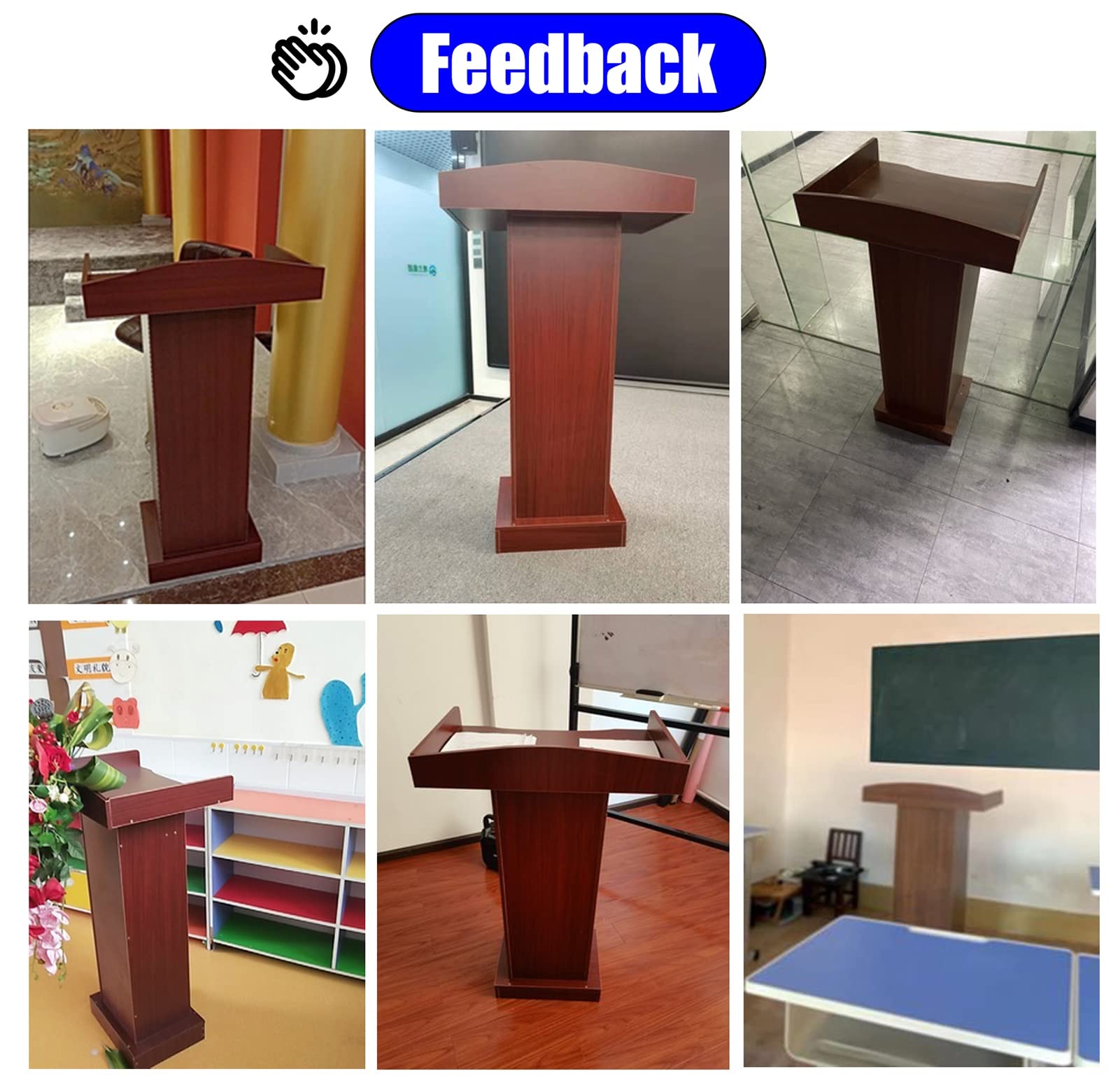 Atril portátil marrón, resistente, estable, con gran almacenamiento, ideal para presentaciones, iglesias y eventos, versátil