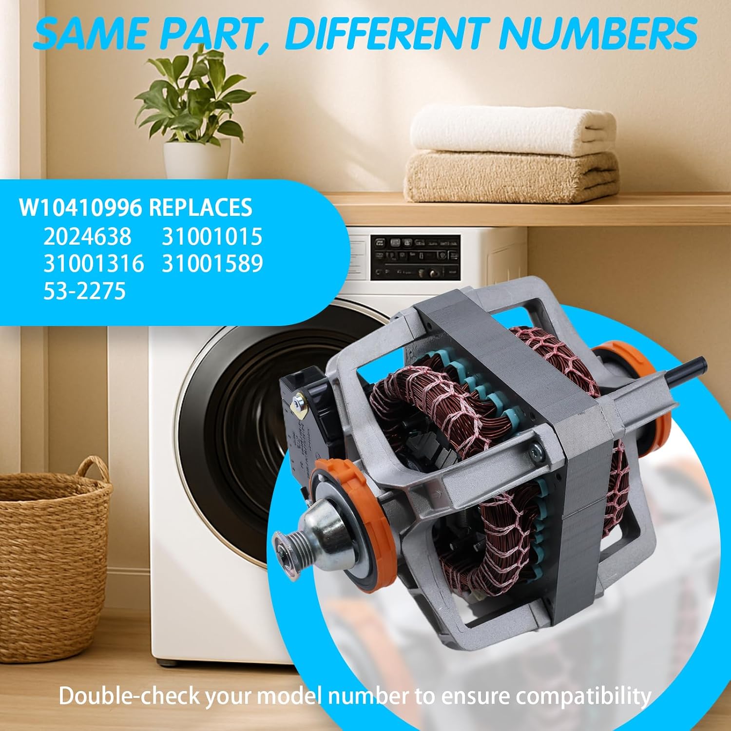 upgraded w10410996 dryer drive motor with pulley – for whirlpool, kenmore, maytag, amana, admiral, roper & crosley dryers, replaces 2024638 31001015 31001316 31001589 53-2275 ps3497647