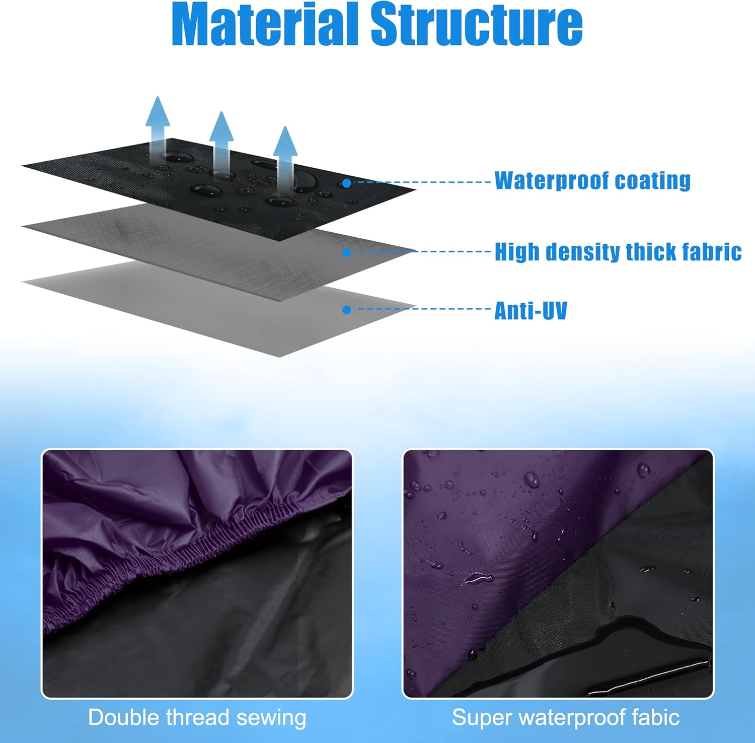 uxcell Motorcycle Cover Bike All Season Waterproof Dustproof Protective Outdoor Motorbike Rain Cover 190T XL Black Purple for Harley Davidson Sportster 883 1200 Dyna Touring