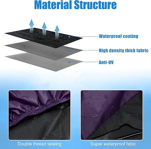 Miniatura 8 de uxcell Funda para motocicleta para todas las estaciones, impermeable, a prueba de polvo, para exteriores, motocicleta, 180T, L, negro, morado, para