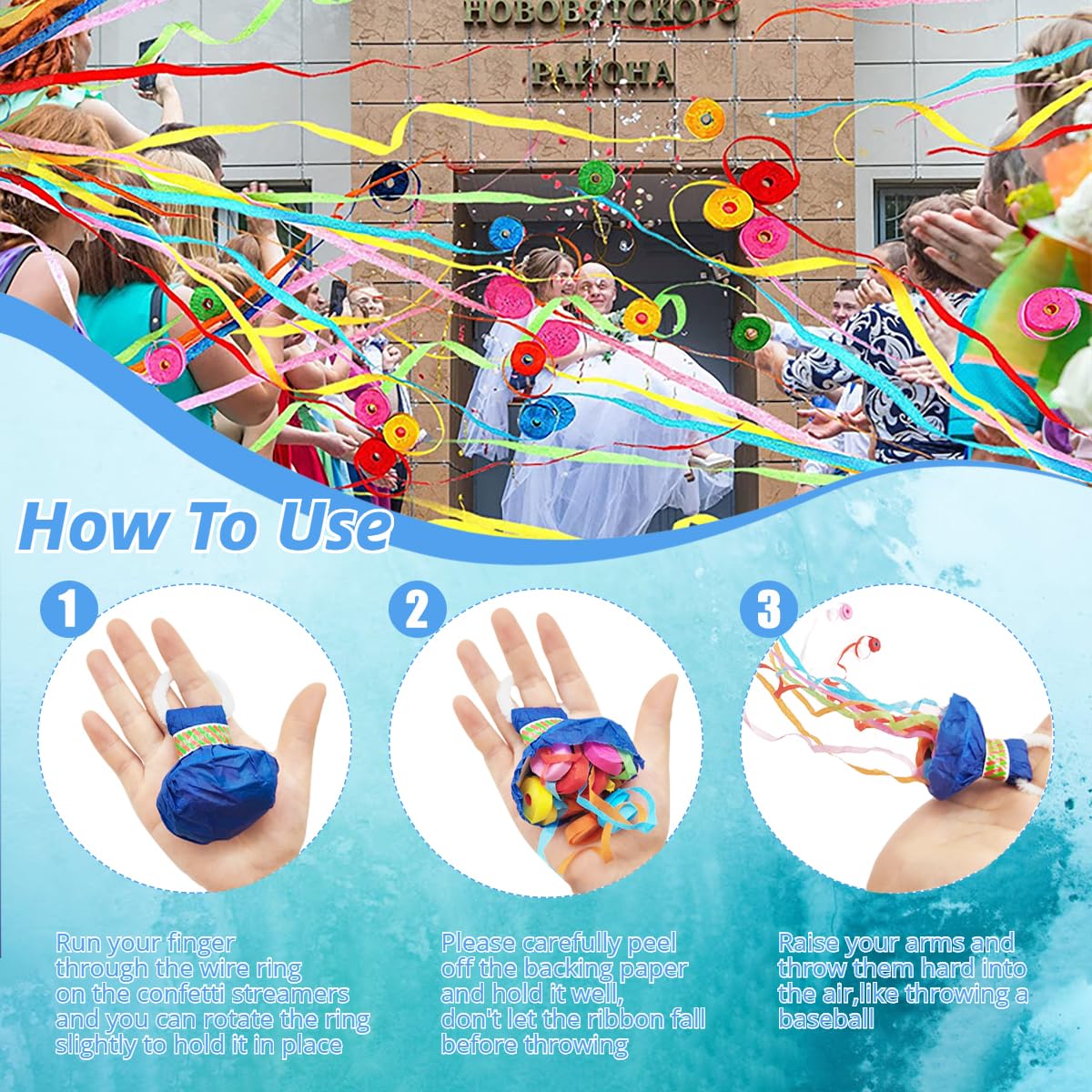 Paquete de 20 serpentinas sin ensuciar, coloridas galletas de papel sin ensuciar, para cumpleaños, bodas, fiestas (azul)