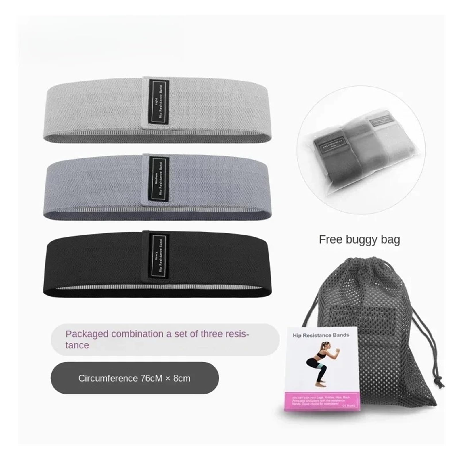 fasce di resistenza con maniglie Fasce elastiche for allenamento for coscia e glutei, resistenza all'anca in tessuto