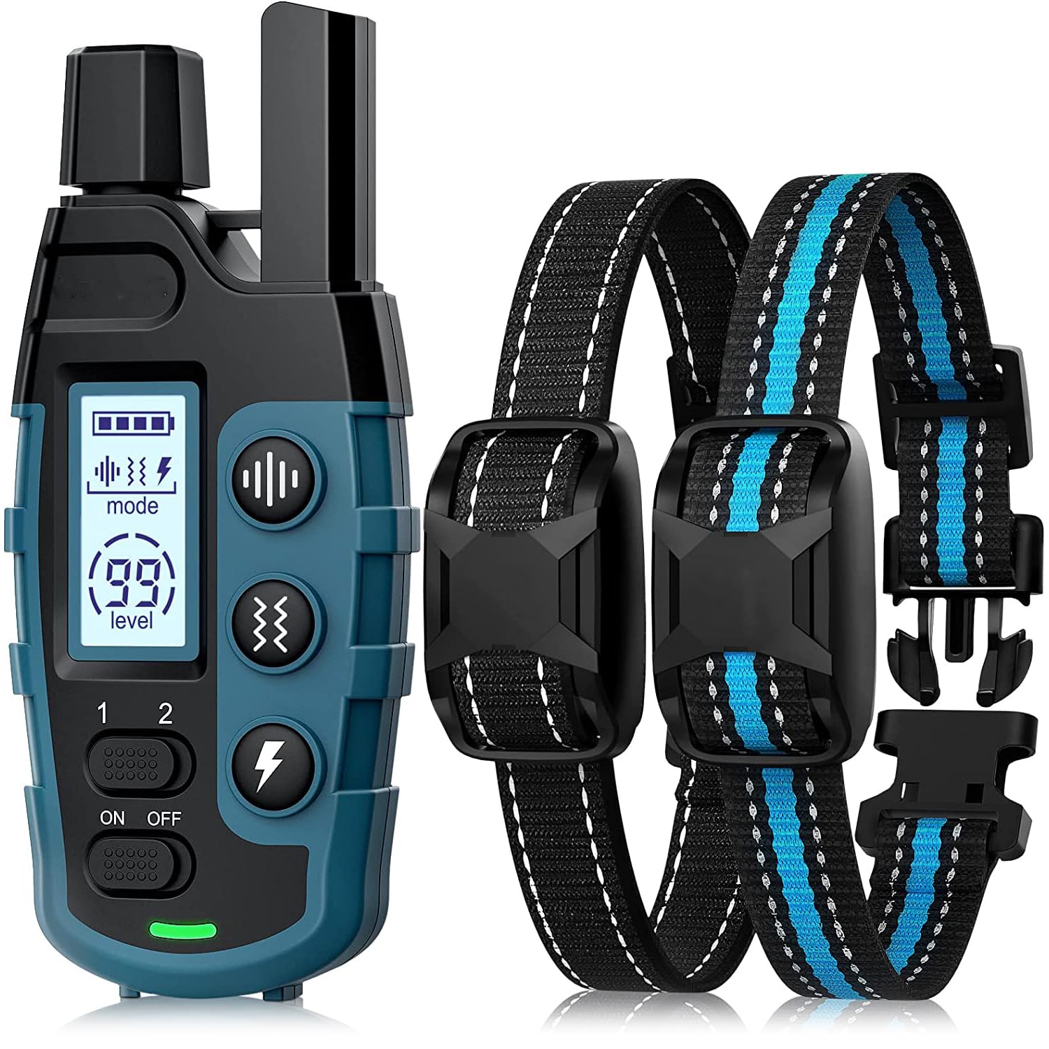 2PCS Dog Shock Collar Waterproof Rechargeable Dog Training Collar with Remote for 5lbs to 120lbs Small Medium Large