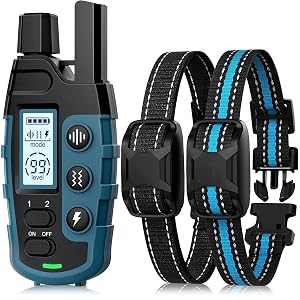 2PCS Dog Shock Collar Waterproof Rechargeable Dog Training Collar with Remote for 5lbs to 120lbs Small Medium Large
