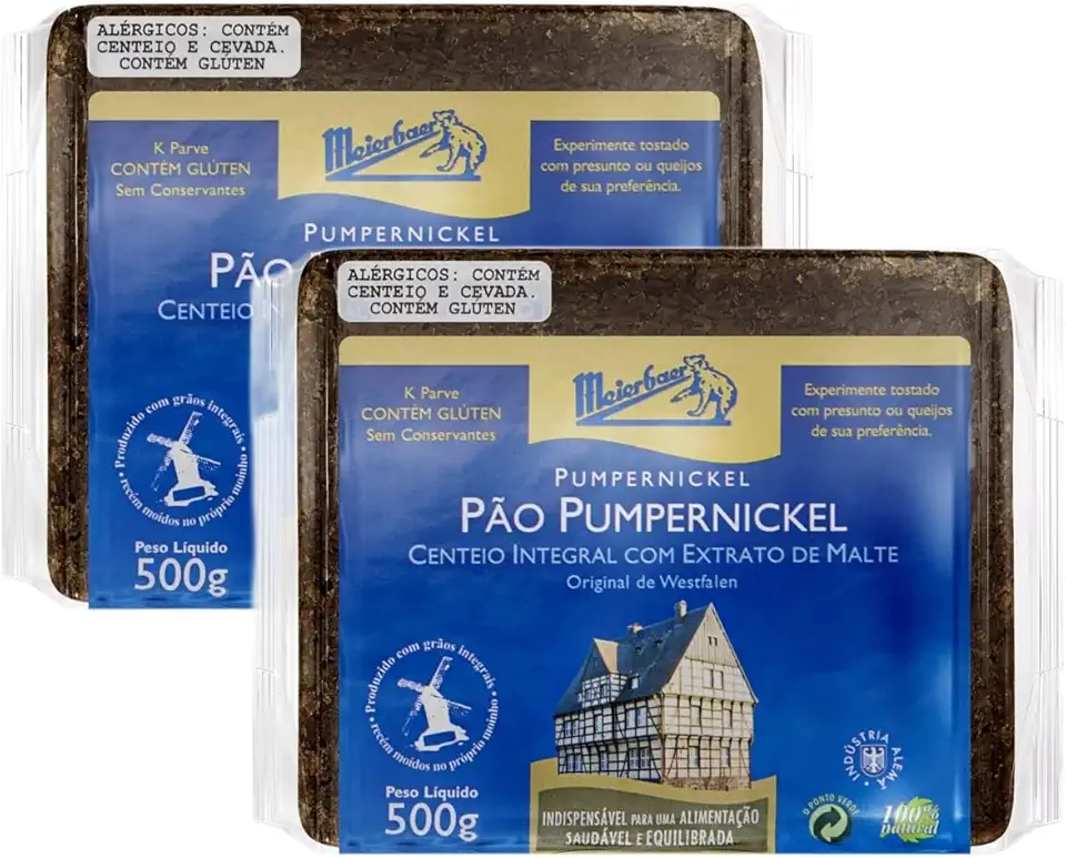 Pão Preto Pumpernickel Original 500g Meierbaer ( 2 X 500g )
