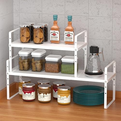 Miniatura 2 de Redrubbit Organizadores grandes expandibles para gabinete, estantes apilables para encimera de cocina, estante de especias para cocina, baño,
