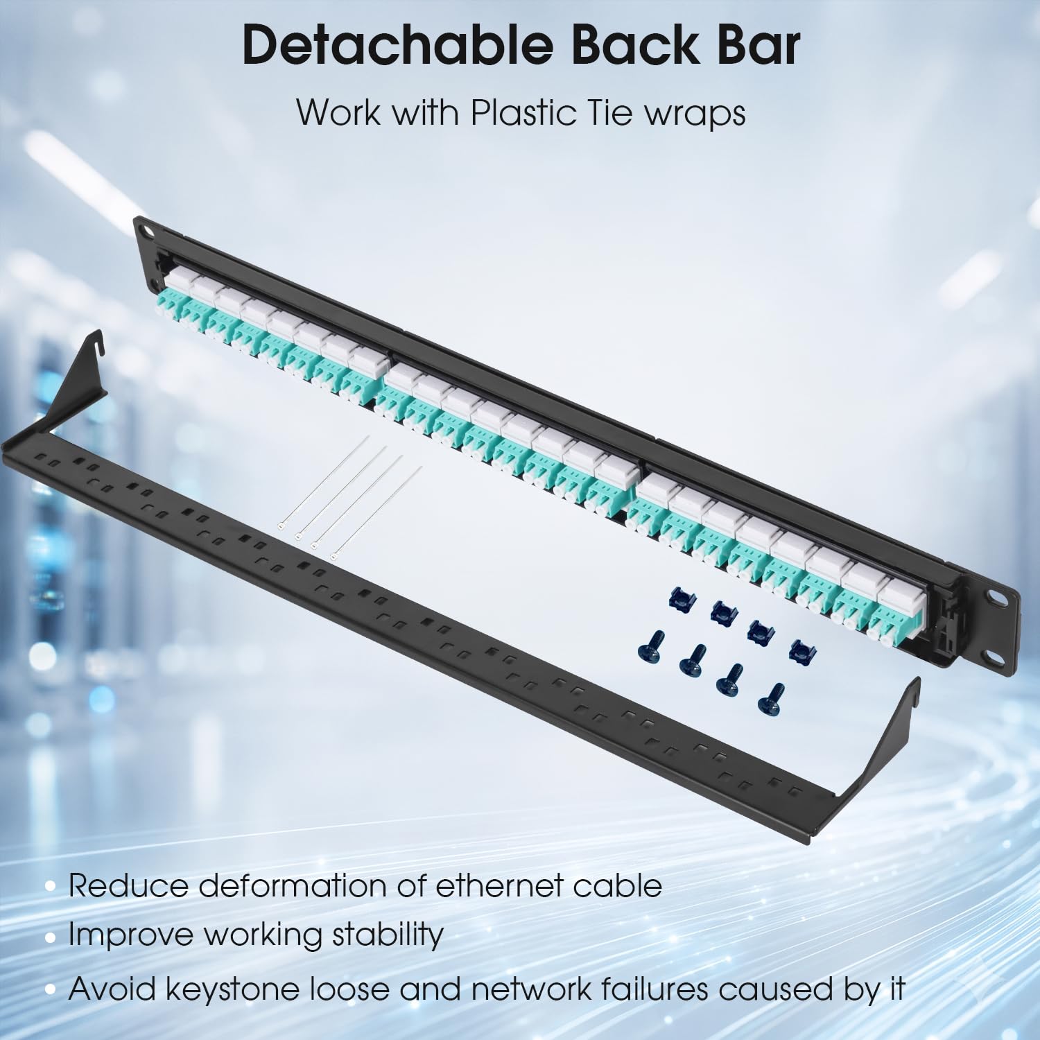 Pannello patch in fibra multimodale LC OM3/OM4 a 48 porte 1U, rack da 48
