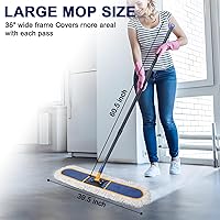 Vista 2 de KeFanta 36" Commercial Dust Mops for Floor Cleaning,Industrial Dry Wet Mop with Heavy Duty Long Handle,2 Large Cotton Washable Mop Pads,for