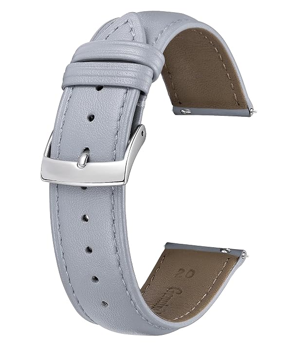 BINLUN Leather Watch Bands Quick Release Premium Calfskin Replacement Watch Strap Multicolors Watchbands for Women Men (20mm,Gray) by BINLUN - Used condition - US$10.21