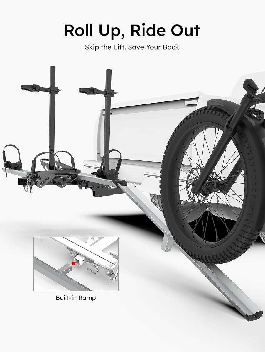 Young 2-Bike Ebike Hitch Rack with Ramp view 4