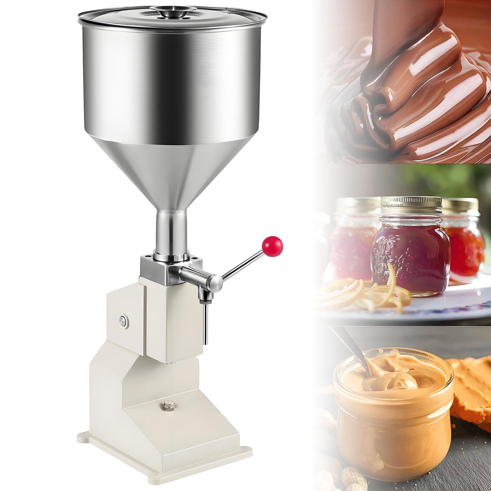 SHENGSHIYU Manual Filling Machine Filling 5-110ml Filling Bottler Filler for Liquid & Paste,10L Hopper, Adjustable Precisely, 20-30 Cycles per Minute, for Shampoo Cosmetic Honey Oil