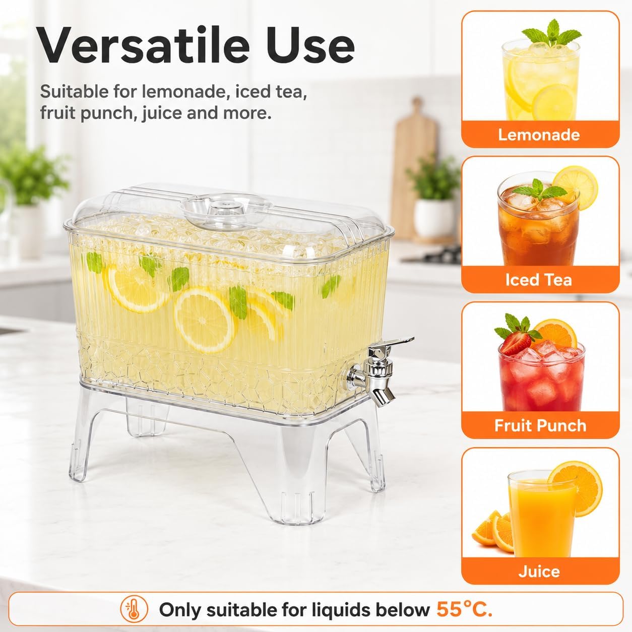 1 Gallon Drink Dispenser with Spigot and Stand, 2 Pack