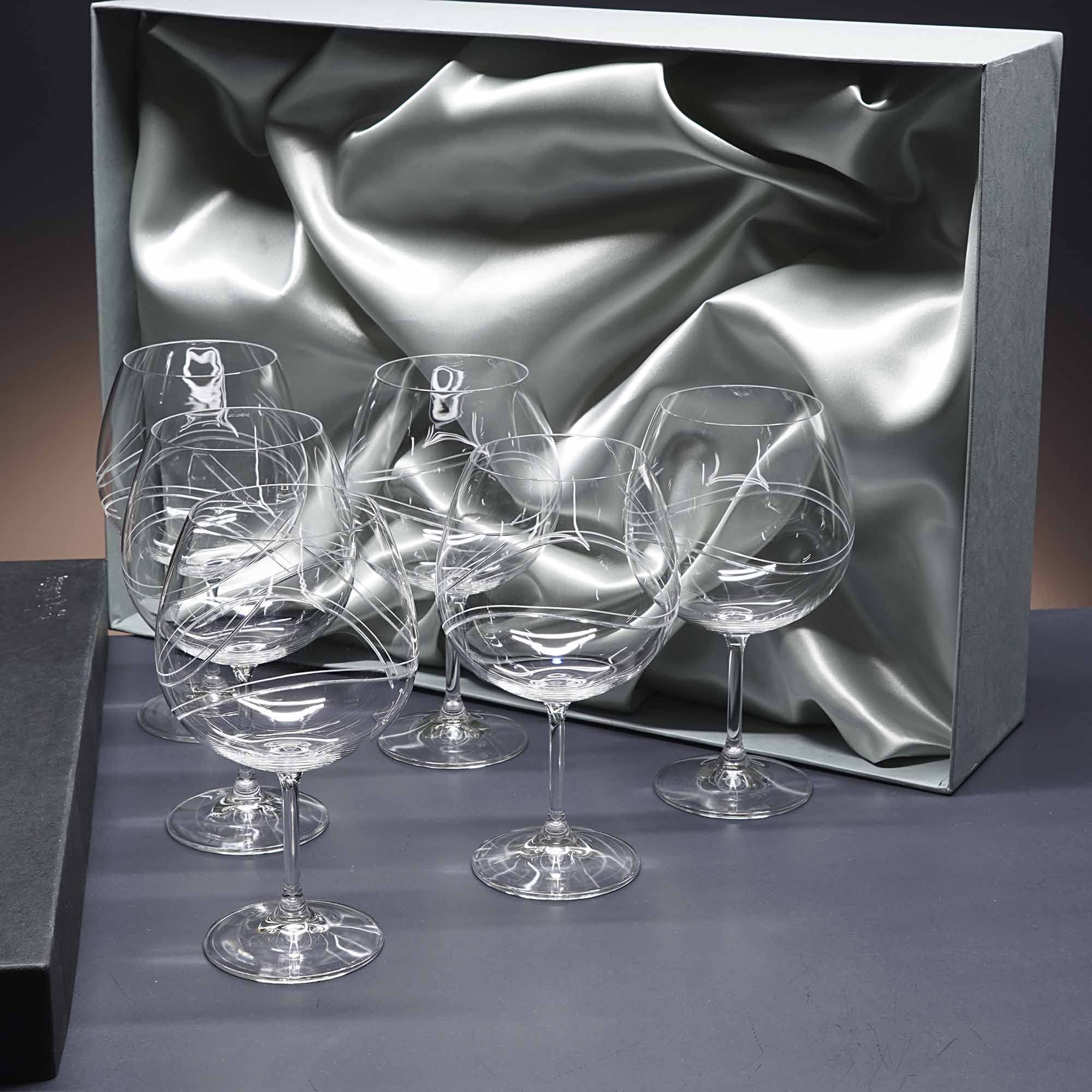 Gala&K | Set de 6 copas de cristal para gin tonic | Talladas a mano | Colección GIN 820.
