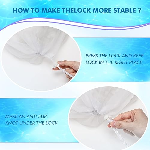 Miniatura 3 de Paquete de 10 bolsas de malla fina con cable de tracción y bloqueo, para aspiradora, suministro de piscina, bolsa de vacío de chorro de piscina para