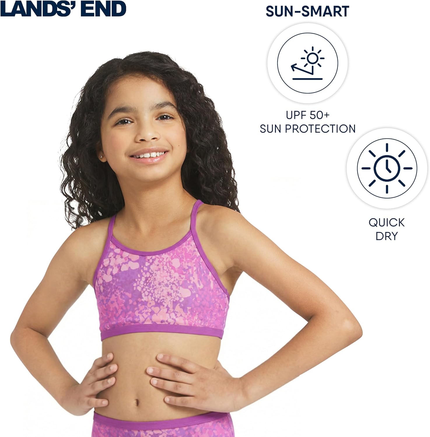 Lands' End Girls' Swim UPF 50+ Adjustable Strap Bikini Set - Image 4