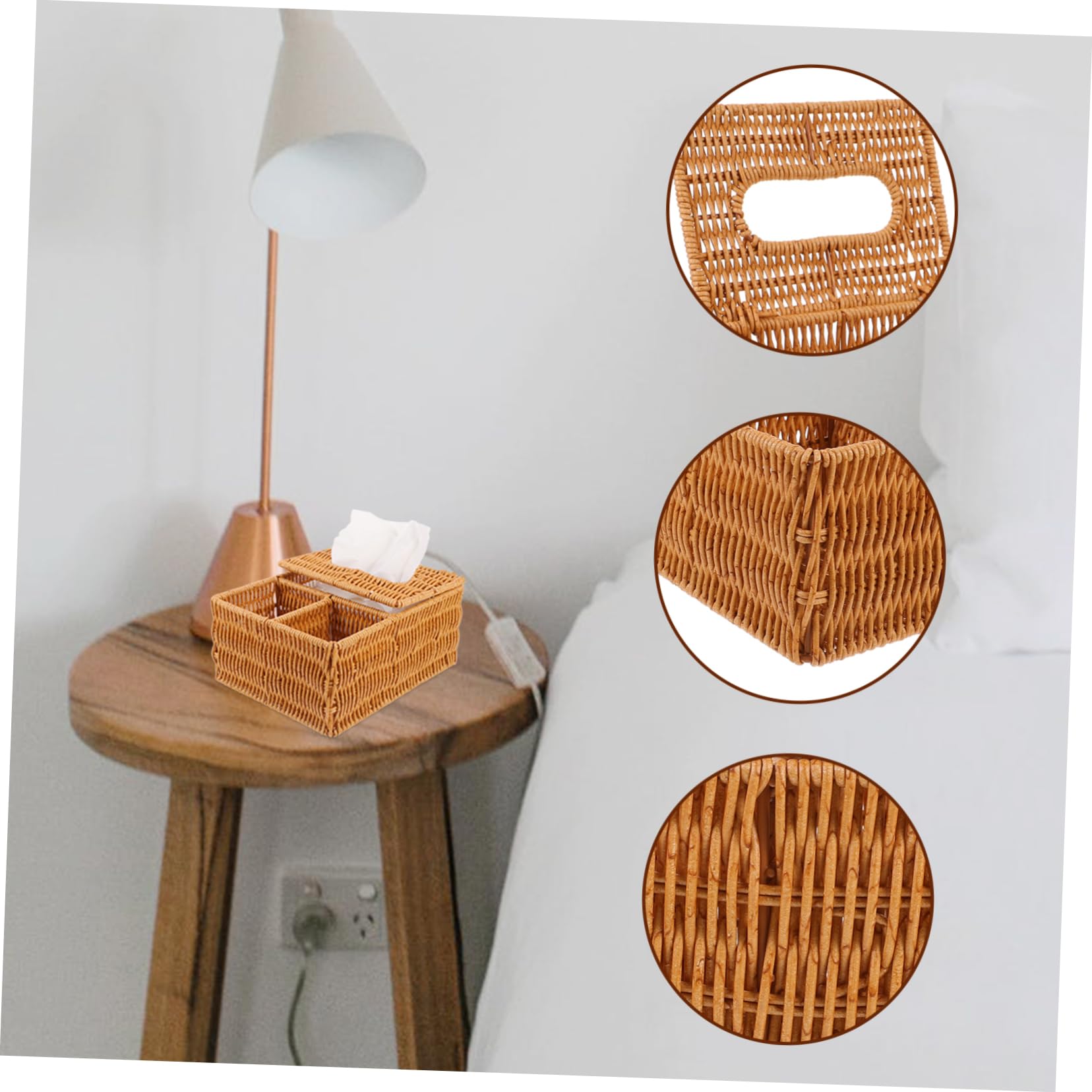 Portafazzoletti In Vimini - Scatola Decorativa Rattan Per Casa | Tessuto A Mano