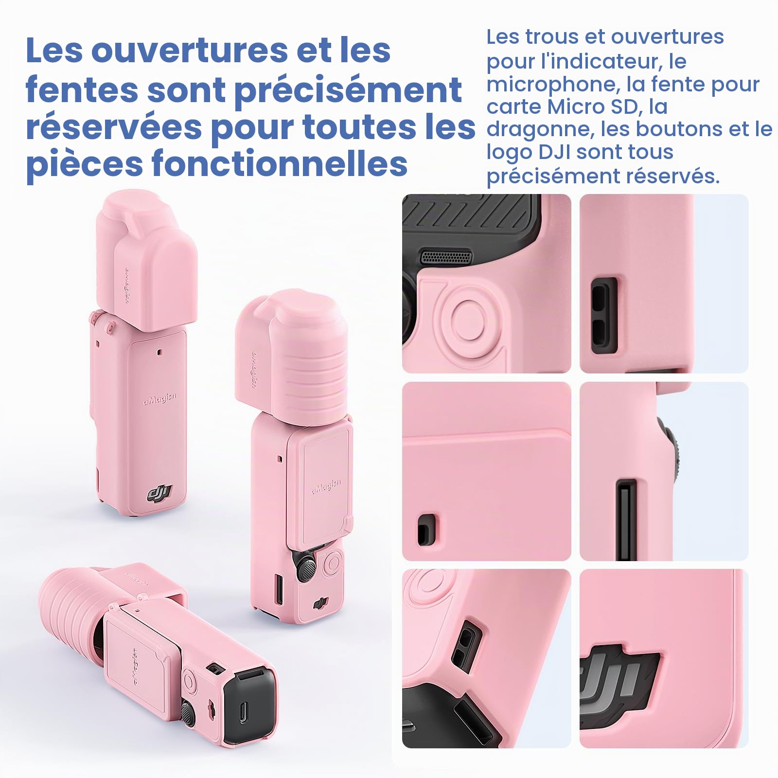 Protection en silicone pour écran et objectif, étui de protection pour DJI Osmo Pocket 3 Accessoires (Rose)