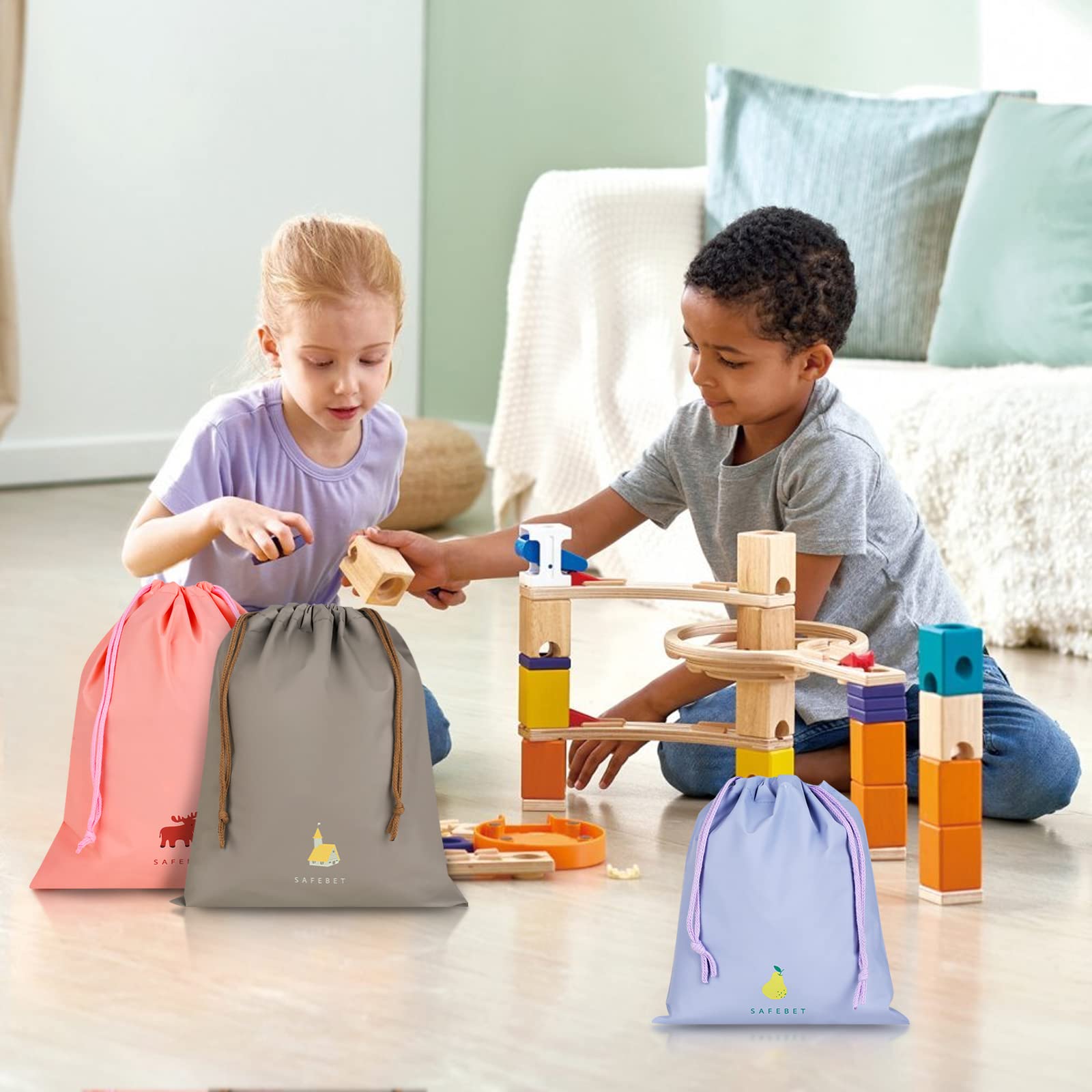 Annhao Bolsa Impermeable con Cordón, 10 Pcs Bolsas Cuerdas Deporte Gimnasio, Bolsa Impermeable Guarderia, Bolsas de Almacenamiento de Viaje para Infantil Adulto para Ropa, Merienda, Zapatos