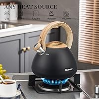 Vista 3 de MARSKITOP Tetera para estufa, tetera silbante para estufa, tetera de acero inoxidable de grado alimenticio con mango ergonómico Cool Touch, 2.6