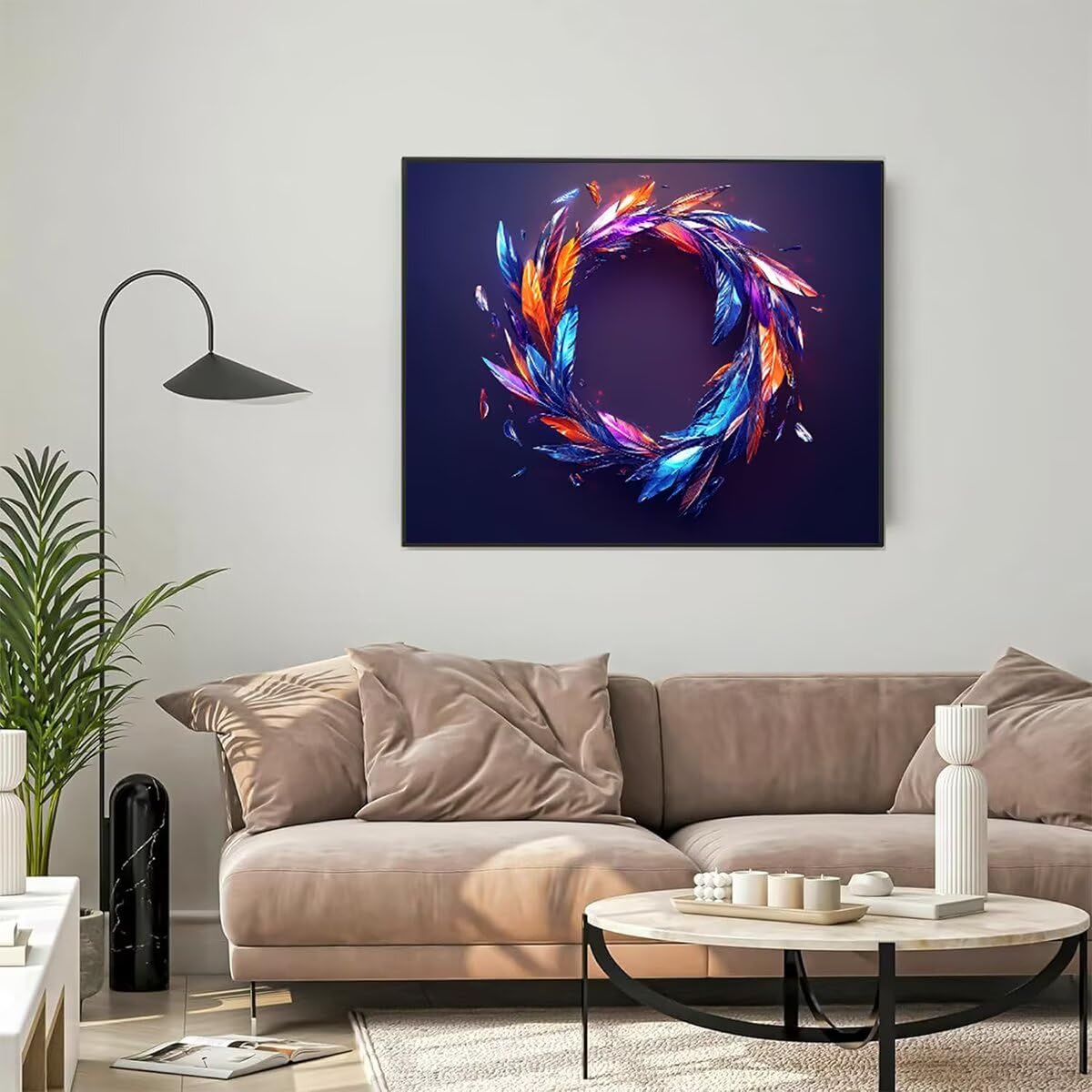 Feder Dipingere con i Numeri Ghirlanda Dipingere con i Numeri per Adulti Bambini Principianti, Fai da te Paint by Numbers Kit Artigianato Hobby Adulti, La Decora la Casa Regalo 100 x 135 cm Z7-3