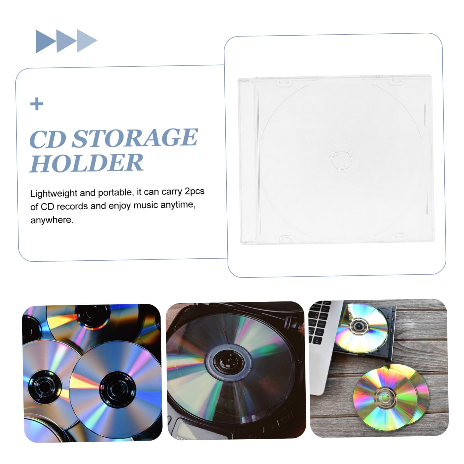 MOLUCKFU 2Pcs Transparent CD Storage Case Lightweight CD Holder for Travel and Home Protects From Scratches Music Collectors Easy