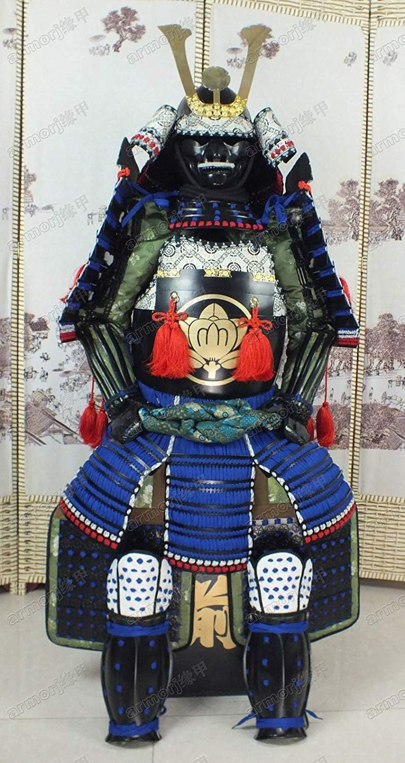 Wearable Japanese Armor Suit Rüstung Samurai Black & Blue Knotted O03