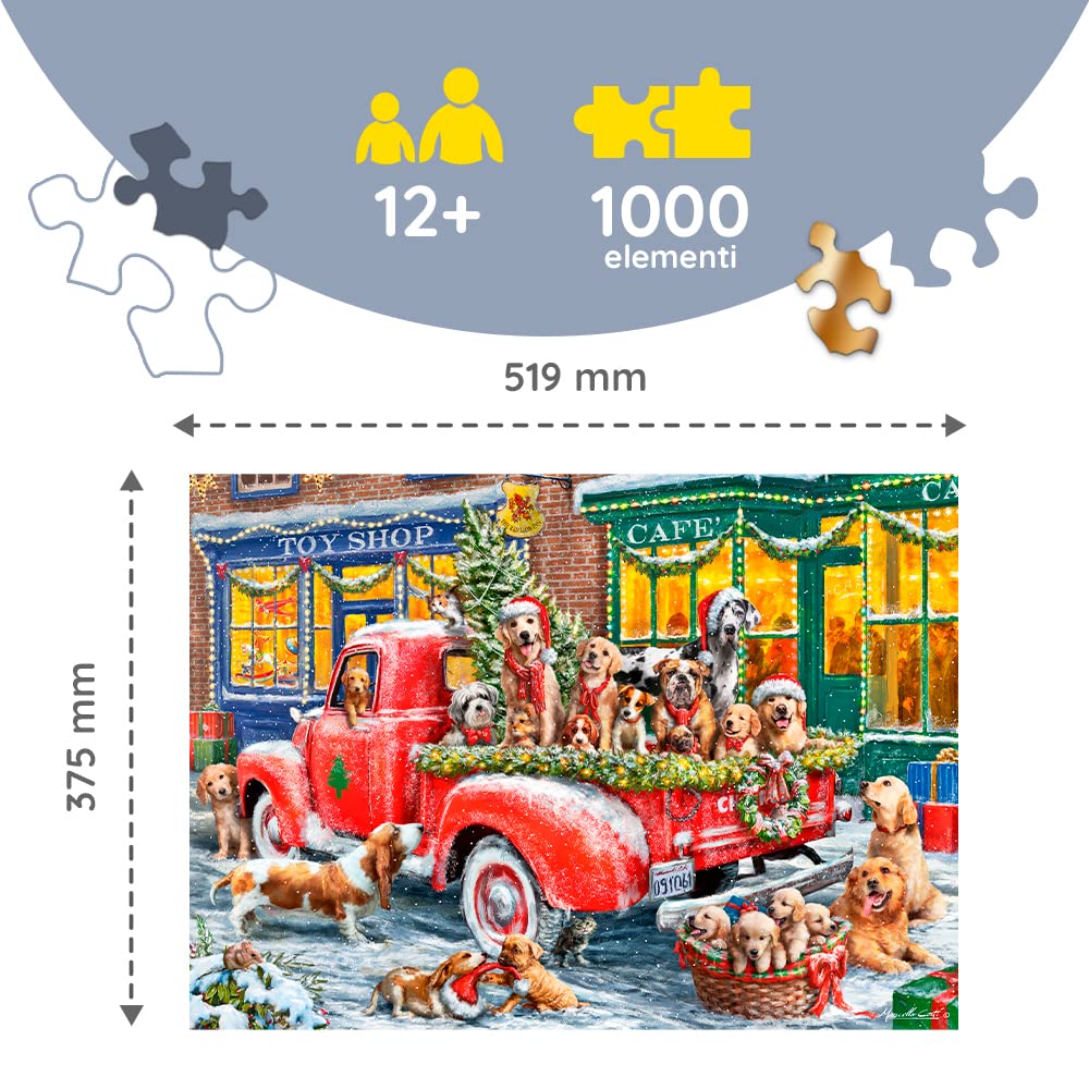 Trefl – Puzzle di Legno: Vicino Al Caminetto - 1000 Pezzi, Wood Craft, Forme Irregolari, 100 Figure Natalizie, Puzzle Moderno di Qualità, DIY