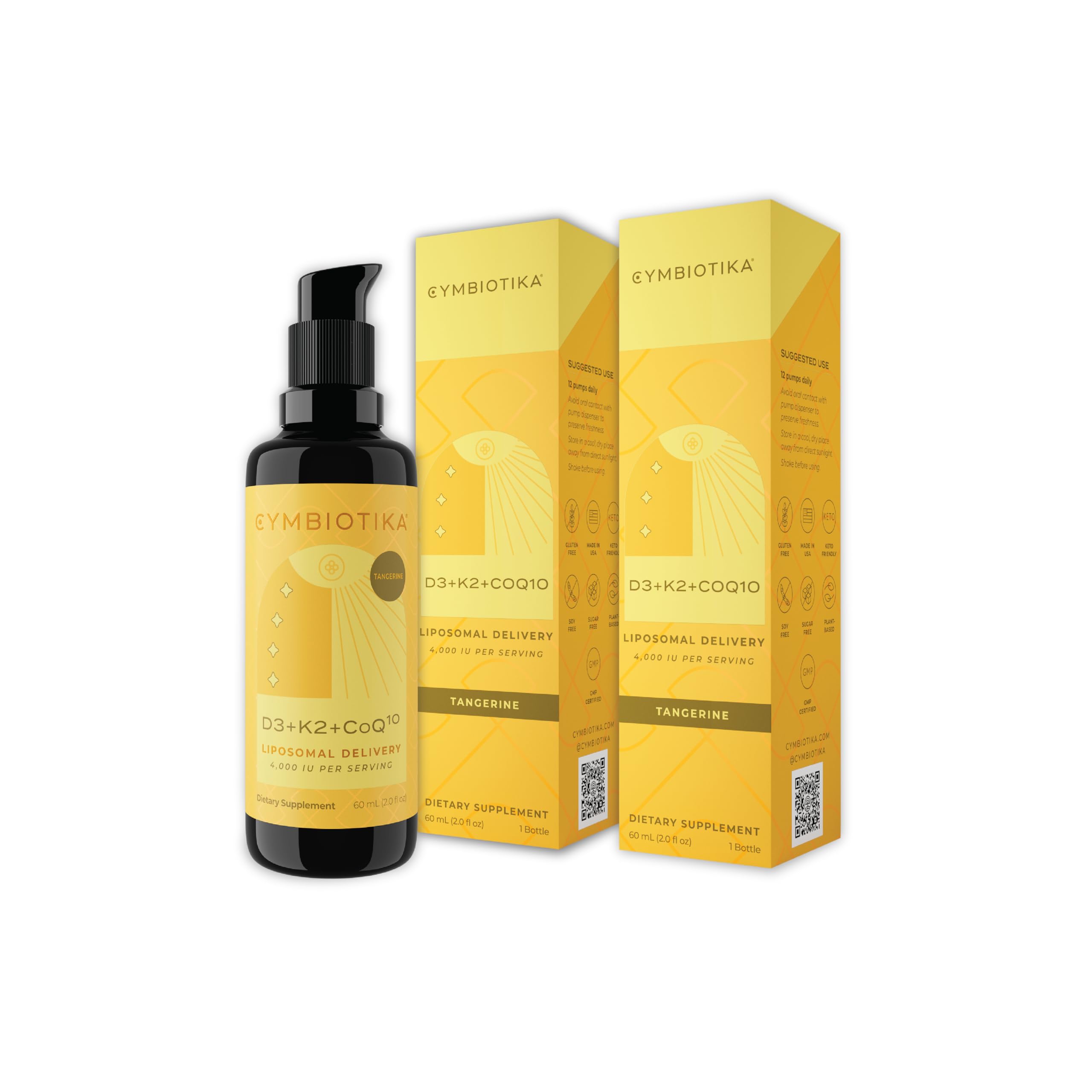 CYMBIOTIKA Vitamin D3 K2 CoQ10 Liquid Vitamin D Supplement for Immune Support Heart Health Bone Health Energy Booster