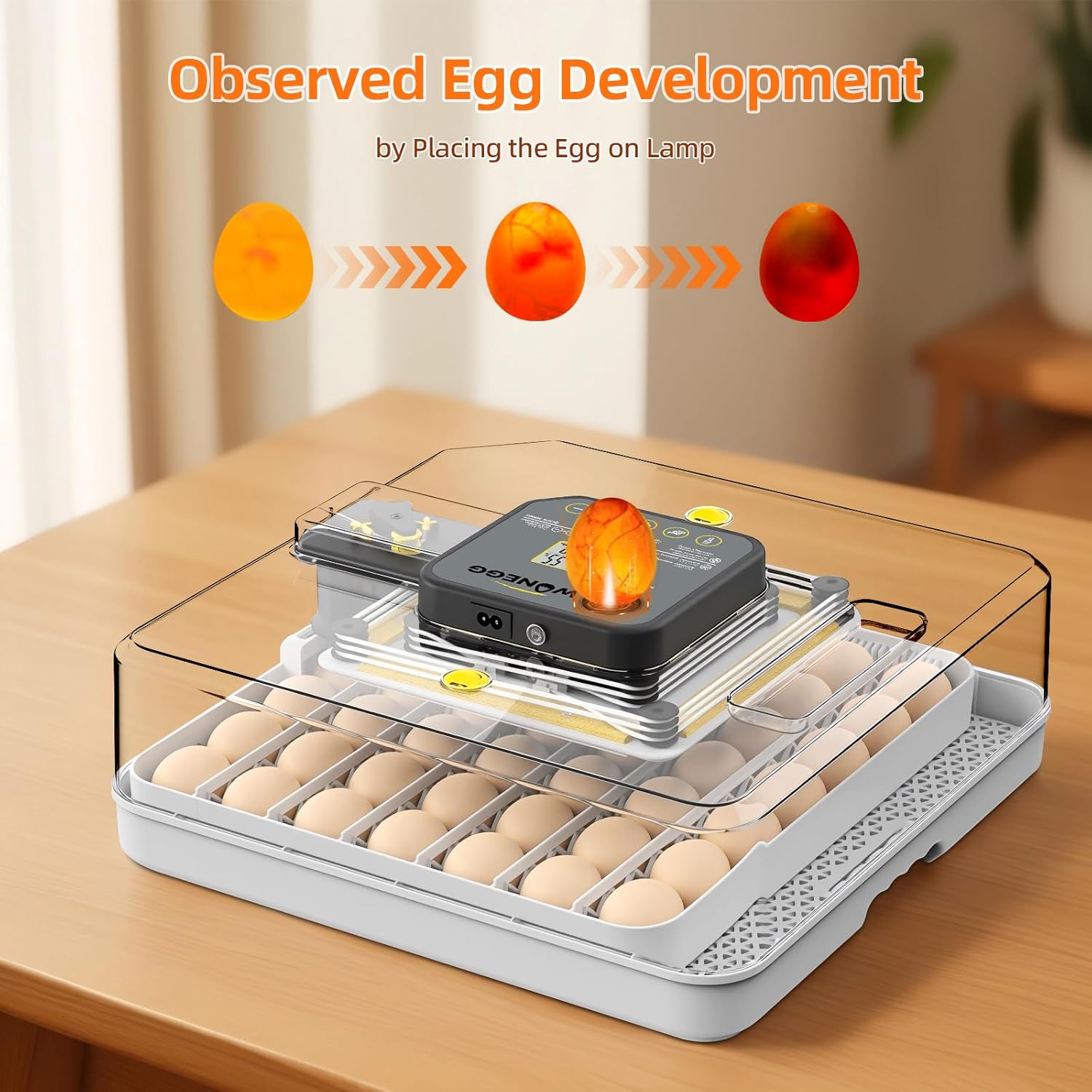 Incubators for Hatching Eggs, 48 Egg Incubator with Automatic Egg Turning and Humidity Control, Incubator for Chicken Eggs with Temperature Control, Egg Candler, External Water Bottle Refill