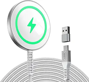 ESR for MagSafe Charger 15W Wireless Charger for iPhone 16 Pro Max/16 Pro/16/16 Plus/15/14/13/12 Apple Magnetic Charging Pad for AirPods 4/3/Pro/Pro 2 Galaxy S25 Series with Dual USB A/C Ports, Silver